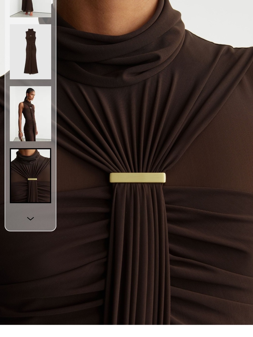 Reiss Chocolate Brown Colette Ruched Sleeveless Maxi Dress - Picture 4 of 9